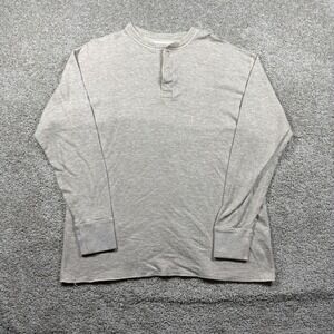 LL Bean Mens XL Tall Beige Wool Cotton Blend Long Sleeve Henley Shirt 02038